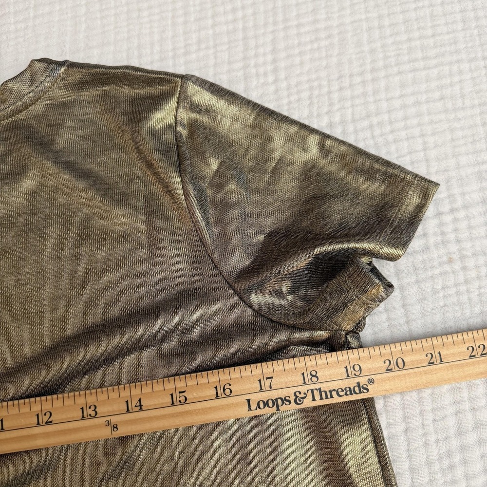 Porridge Shine Glam Tee Shirt Womens Medium Gold Metallic Anthropologie Y2K - Picture 14 of 16